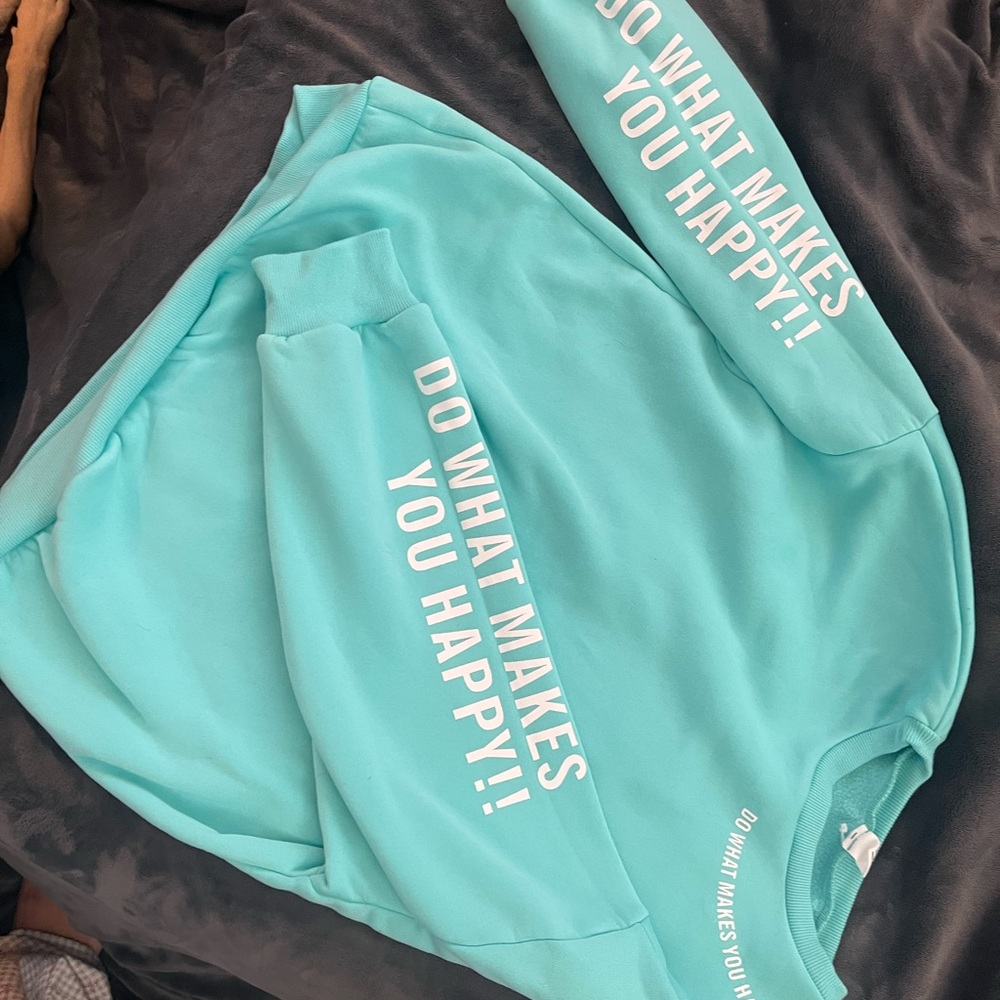 Teal Sweatshirt with Motivational Text